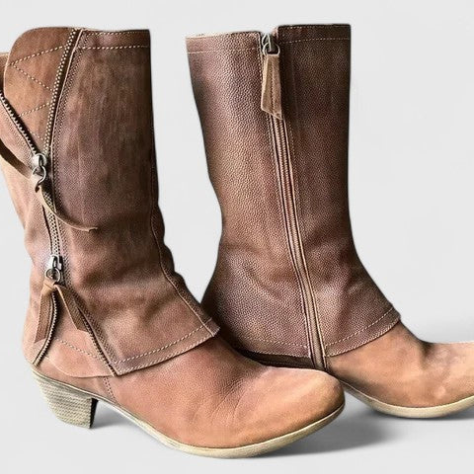 Women’s Vintage Western Boots – Distressed Mid Calf Cowboy Boots