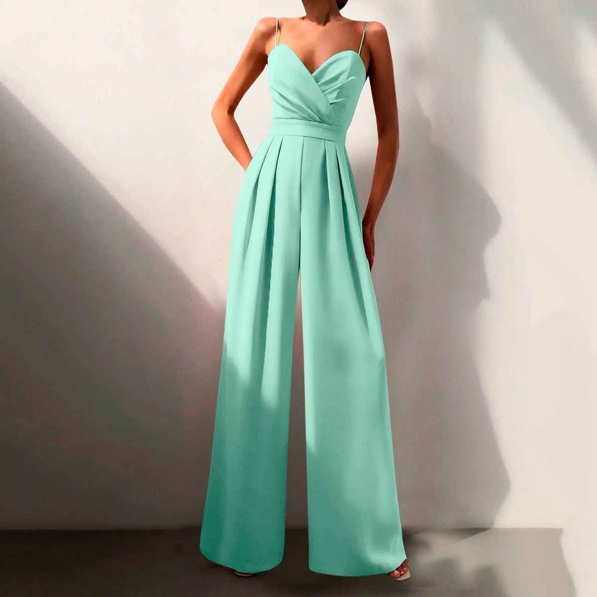 Women's Elegant Spaghetti Strap Wide Leg Jumpsuit