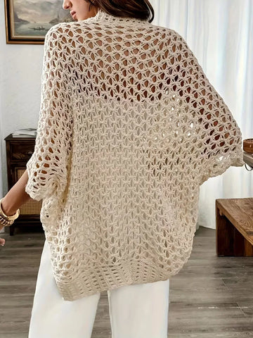 Women's Crochet Open Front Cardigan