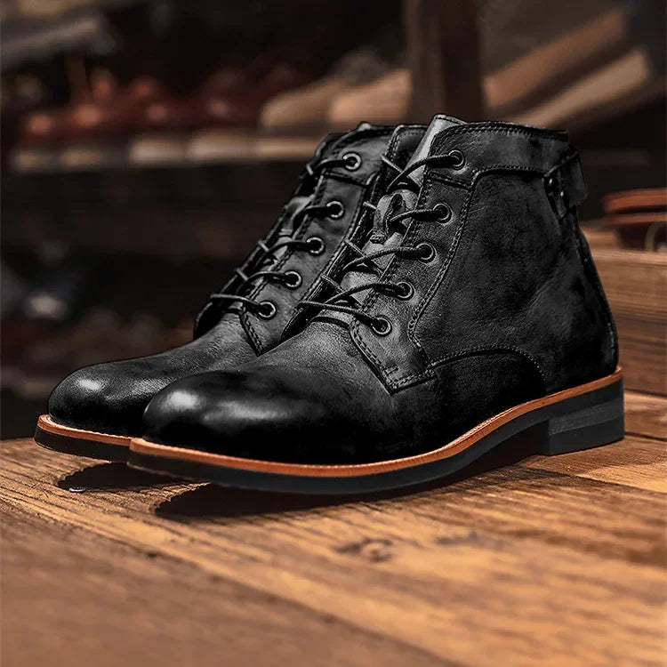 The Lucca Men’s Lace Up Vintage Leather Ankle Boots