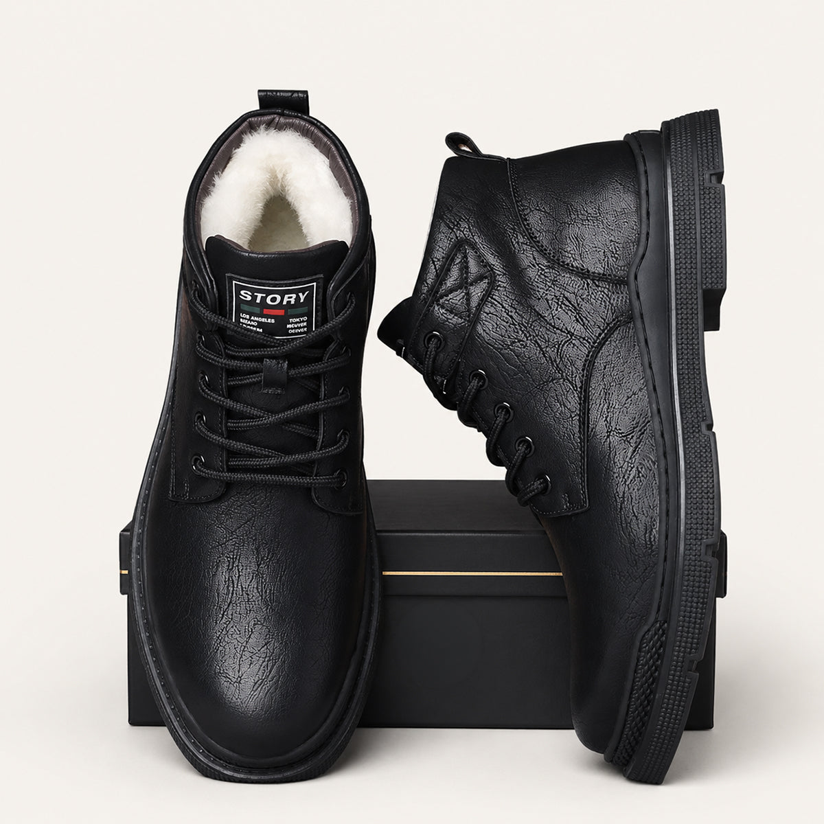 The Silverfield Men’s Classic Lace Up Leather Ankle Snow Boots