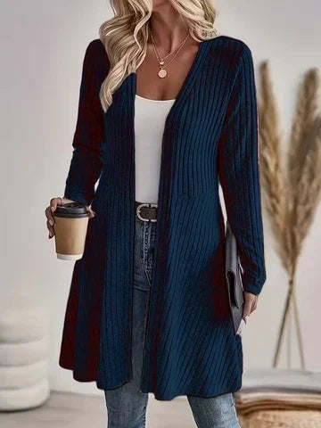 Women's Trendy Ribbed V Neck Long Cardigan