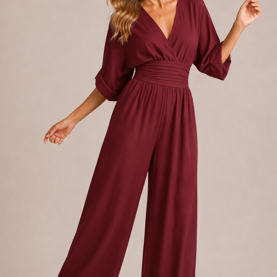 Women's Belted Wide Leg Jumpsuit