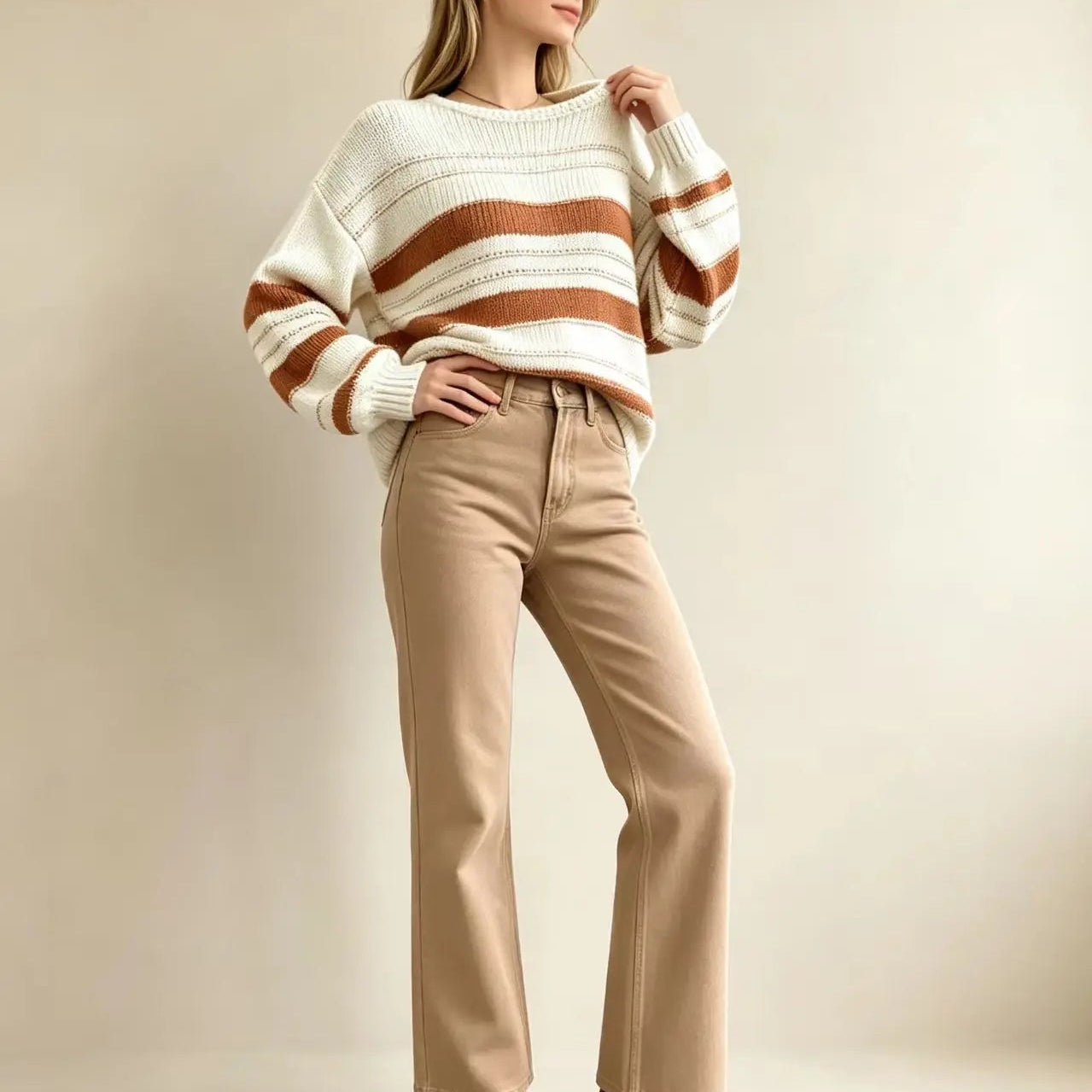 Women's Casual Oversized Striped Sweater
