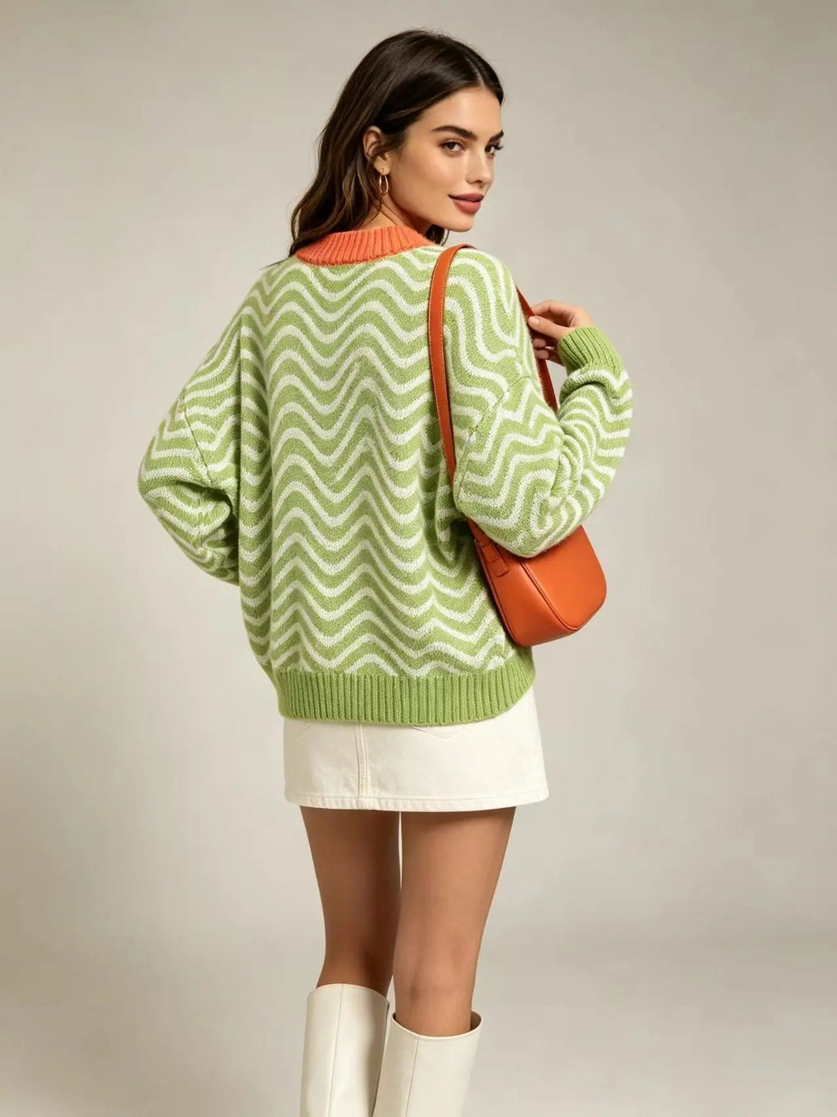 Women's Oversized Wavy Stripe Sweater