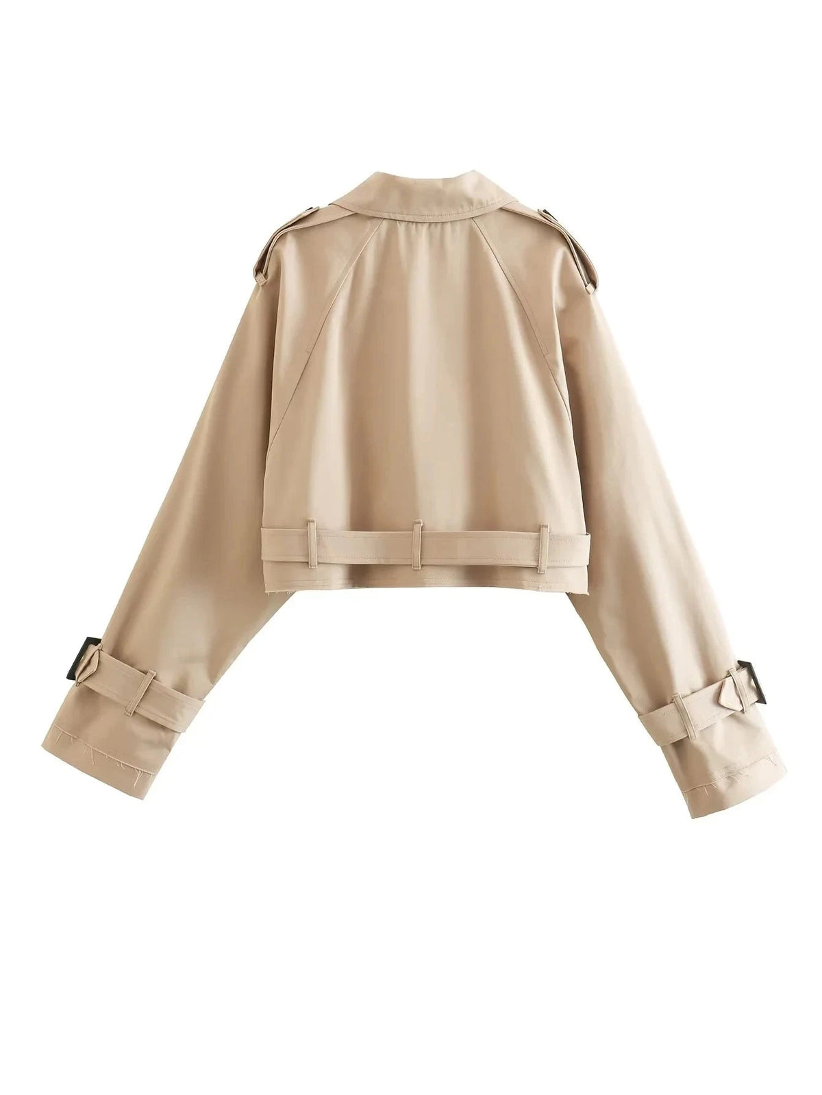 Women's Cropped Trench Jacket with Belted Waist