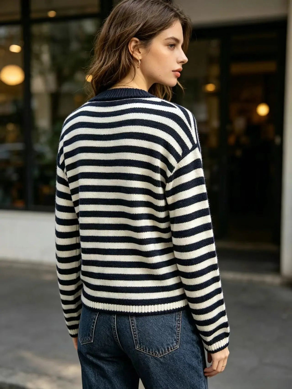 Women's Casual Striped Knit Sweater