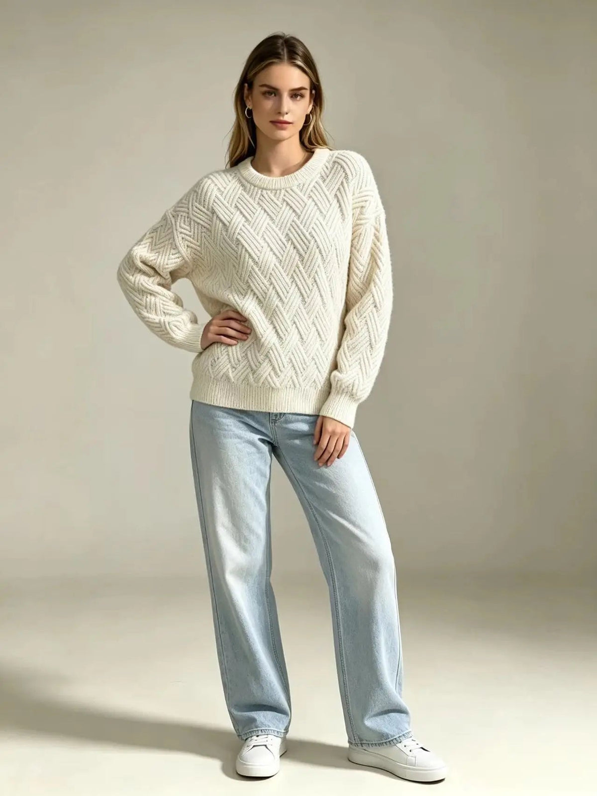 Women's Cable Knit Crewneck Sweater