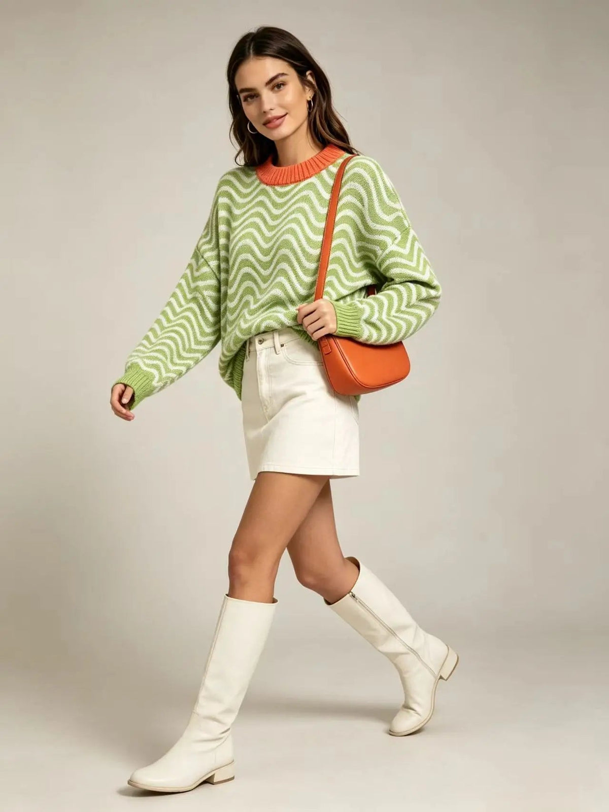 Women's Oversized Wavy Stripe Sweater