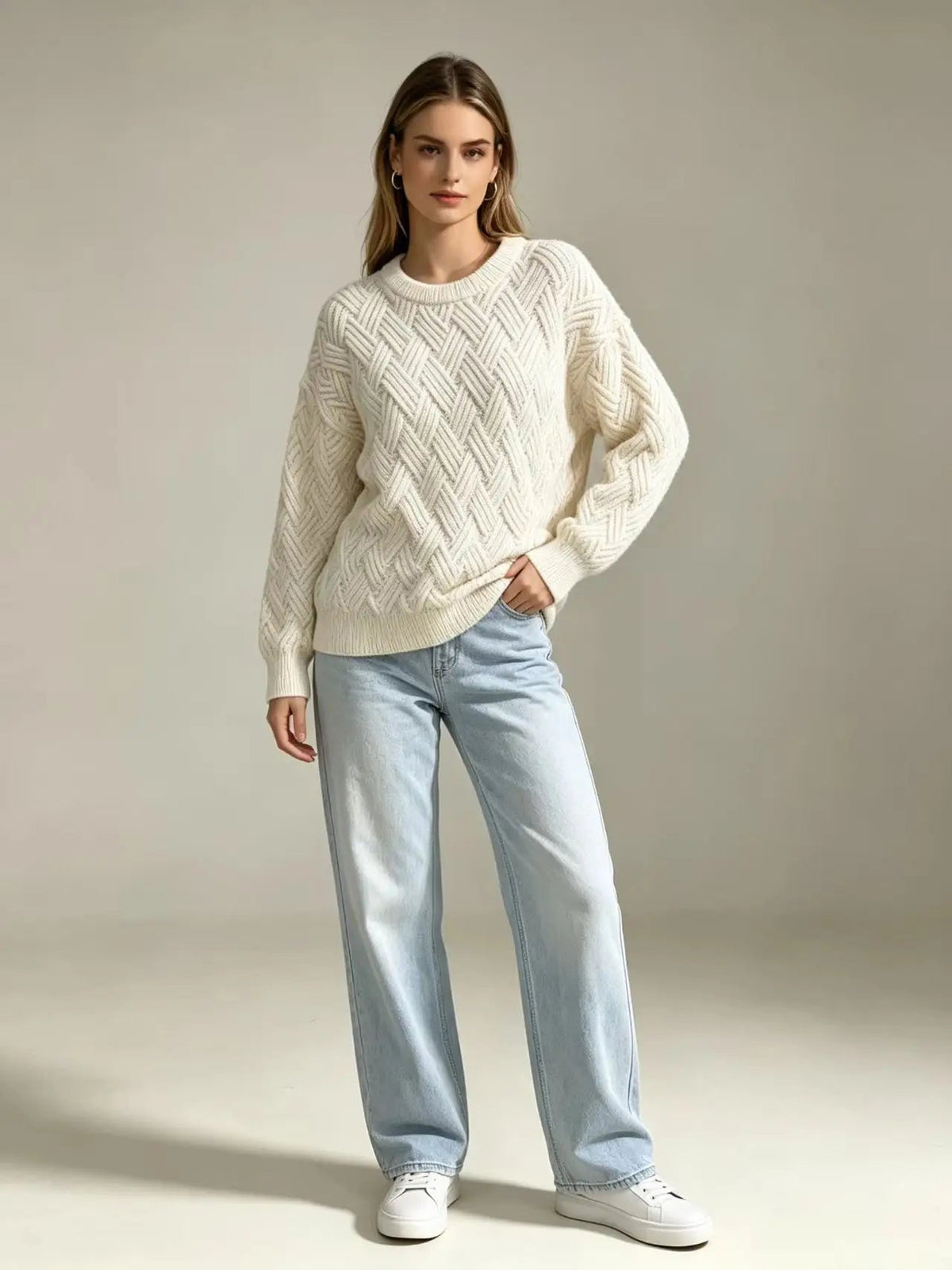 Women's Cable Knit Crewneck Sweater