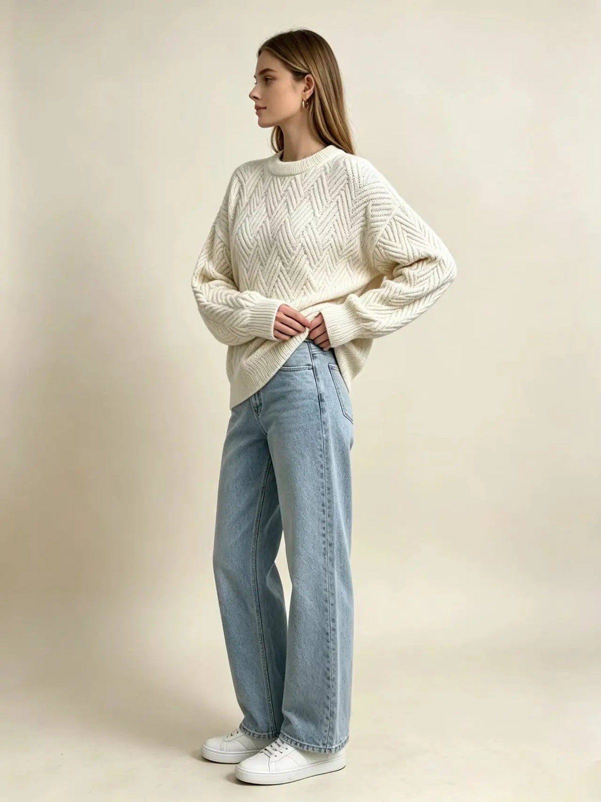 Women's Cable Knit Crewneck Sweater