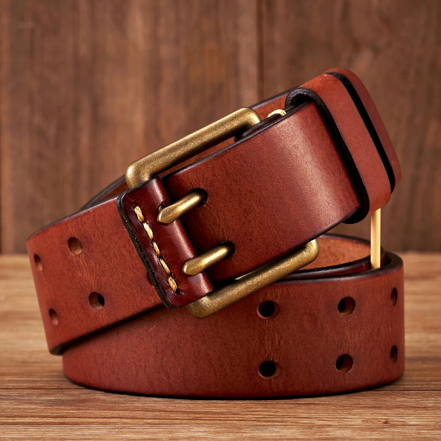 The Lancaster Belt – Double-Pin Vintage Leather Design