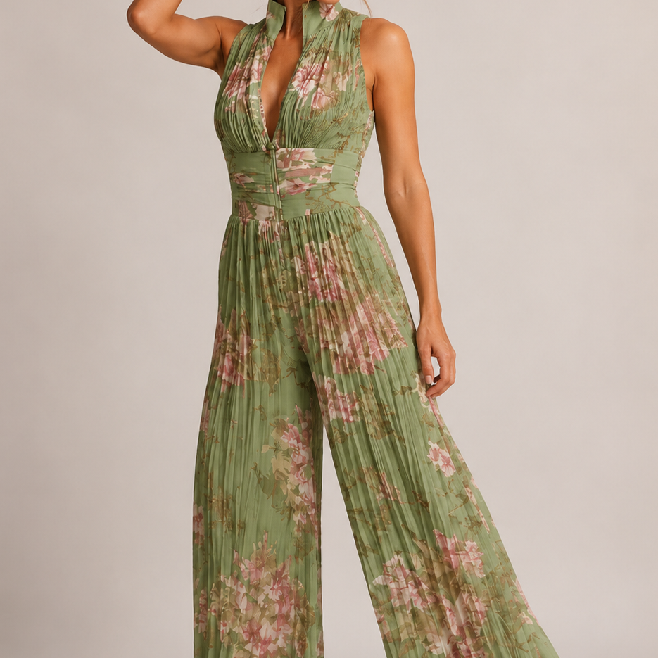 Women's Floral Wide Leg Jumpsuit