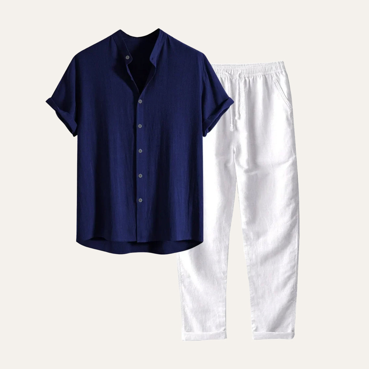 The Brentwood Men's Short Sleeve Linen Shirt & Drawstring Pants Set