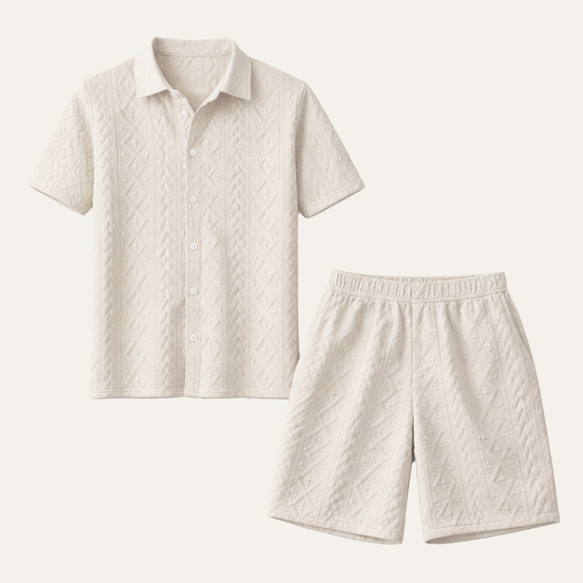 The Pinecrest Park Men’s Textured Casual Summer Set – Shirt & Shorts Set