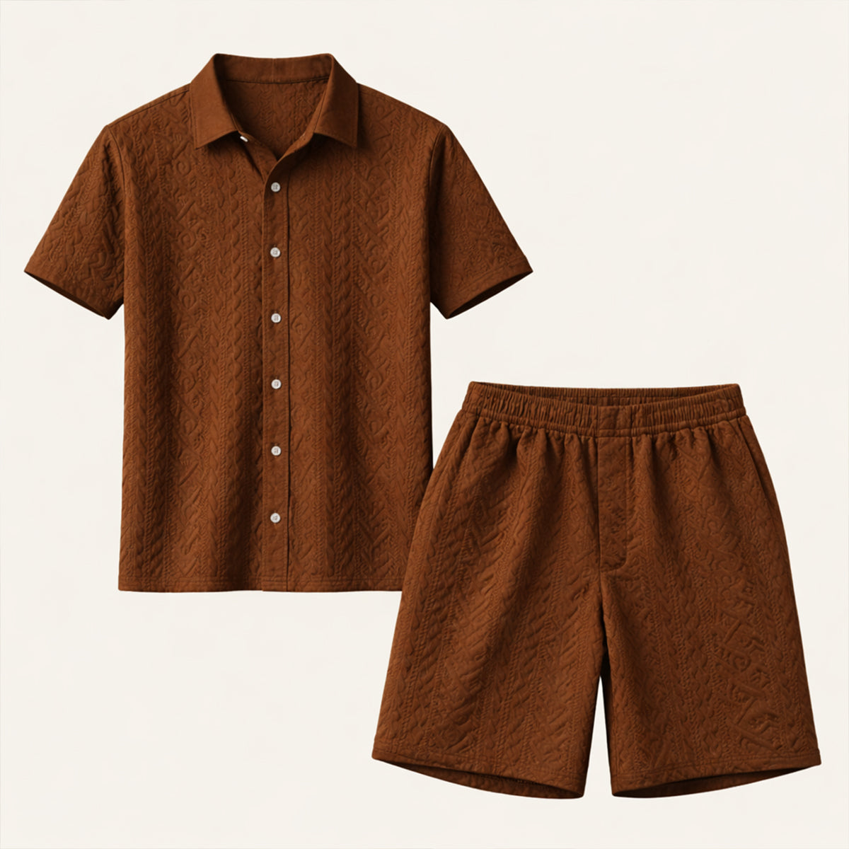 The Brookridge Hill Men’s Textured Lightweight Summer Set – Shirt & Shorts Set
