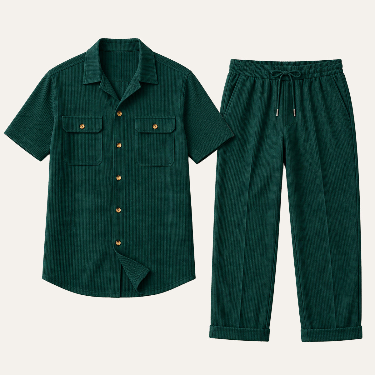 The Edgemont Men’s Casual Button-Up Shirt & Pants Set