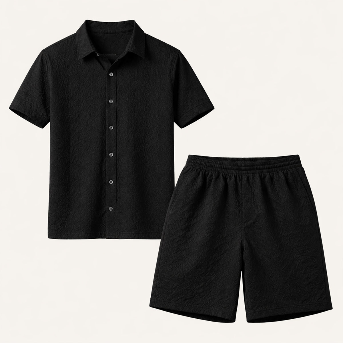 The Brookridge Hill Men’s Textured Lightweight Summer Set – Shirt & Shorts Set