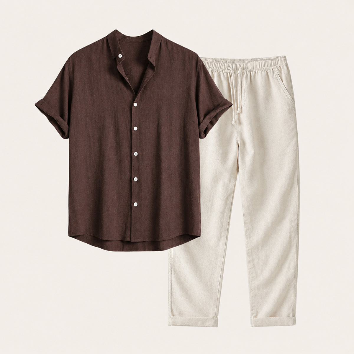 The Brentwood Men's Short Sleeve Linen Shirt & Drawstring Pants Set