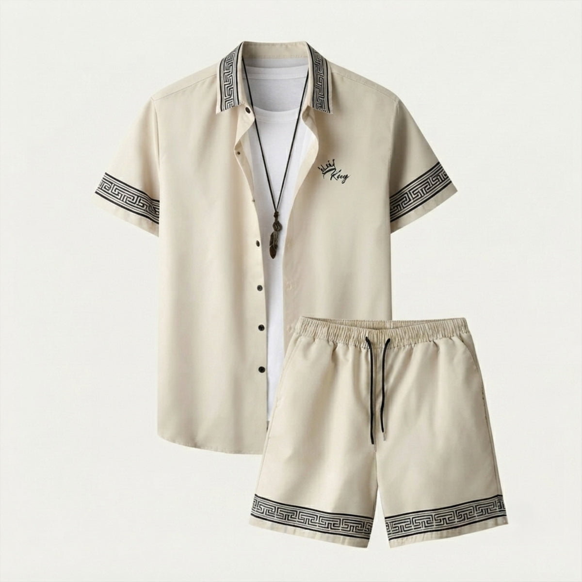 The Stonehill Men’s Retro Print Set – Shirt & Shorts