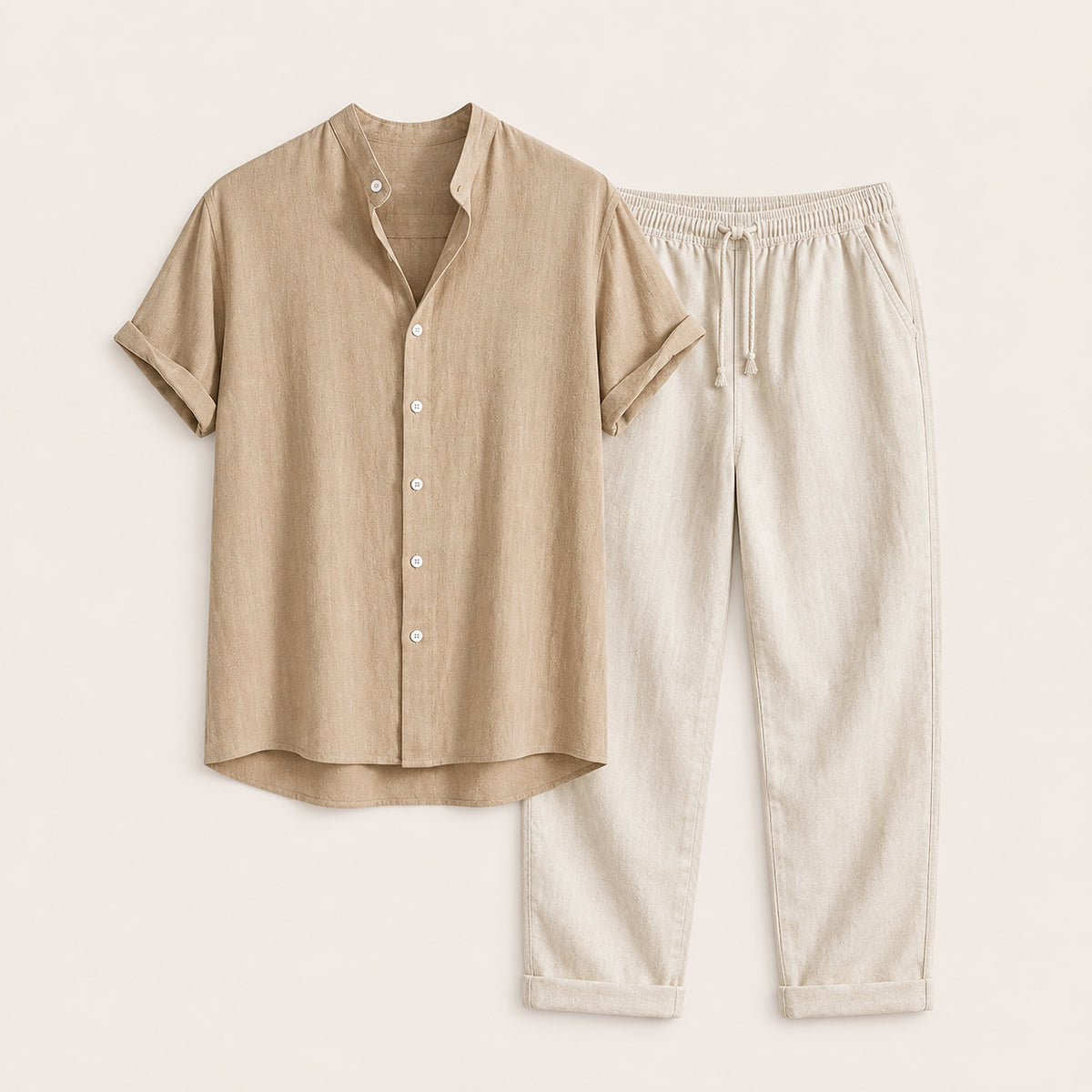 The Brentwood Men's Short Sleeve Linen Shirt & Drawstring Pants Set