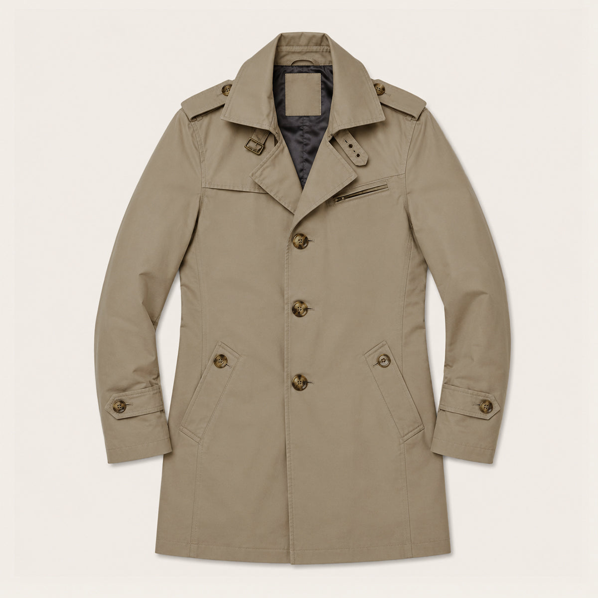The Riomaggiore Men's Slim Notched Collar Single Breasted Trench Coat