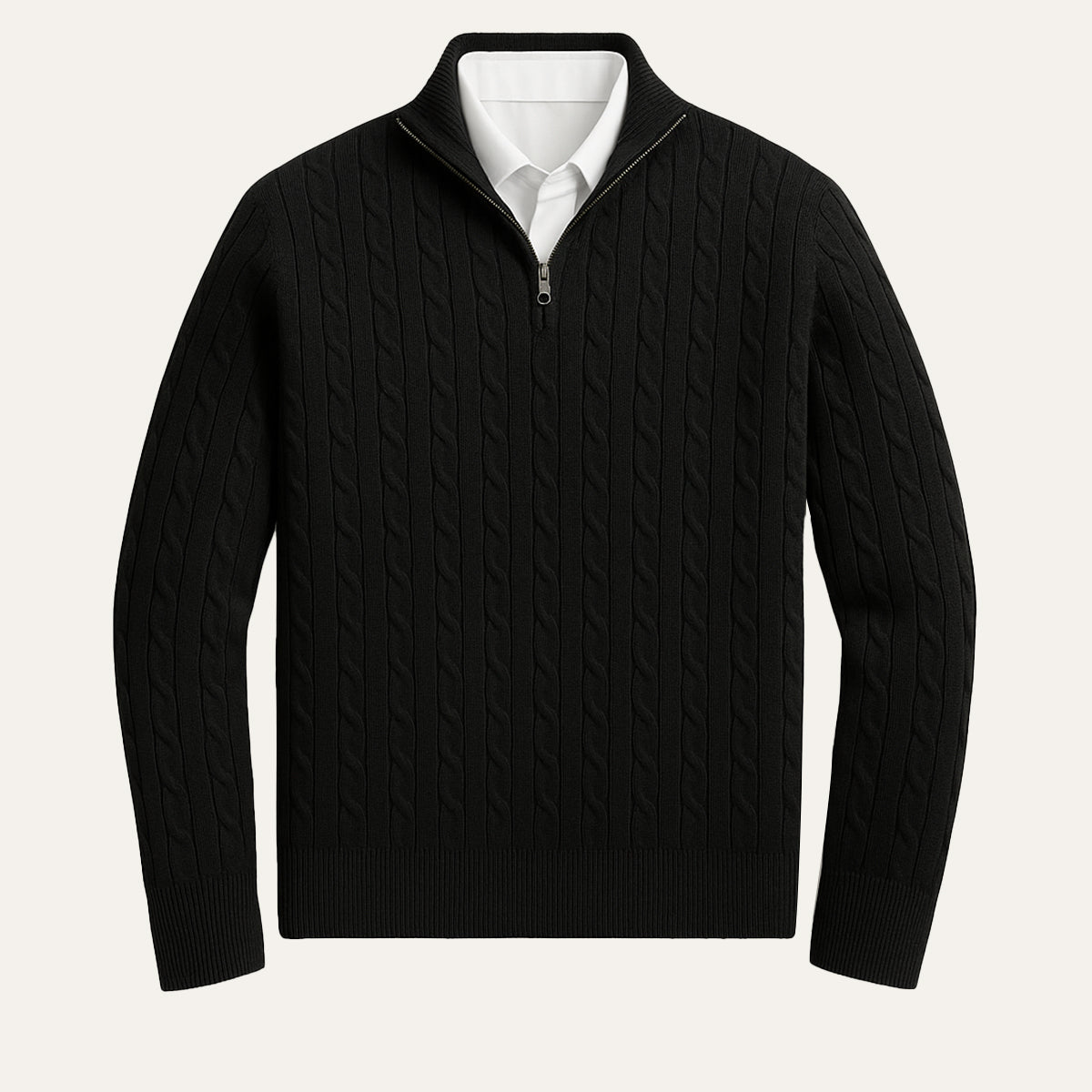 The St. Moritz Cable Knit Zipper Sweater for Men - Old Money Style