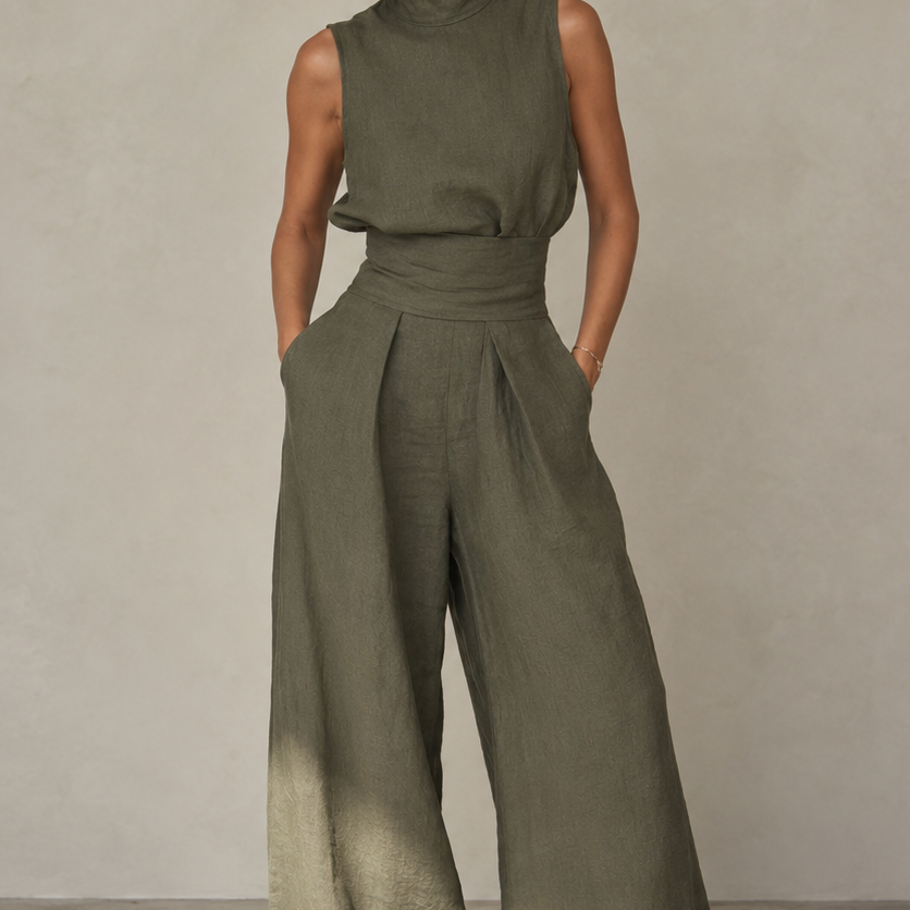 Women's High Neck Wide Leg Jumpsuit