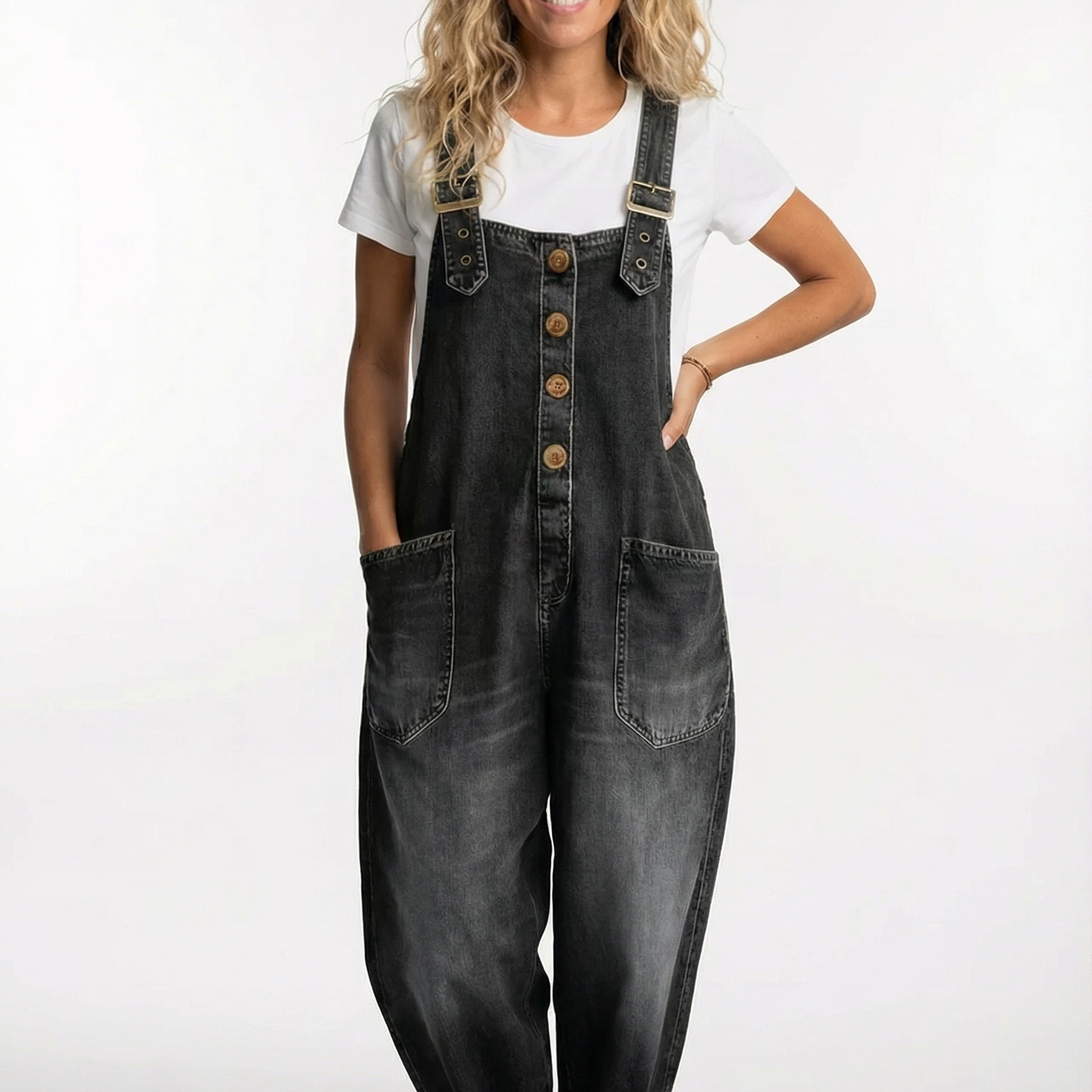 Women's Casual Wide Leg Denim Jumpsuit