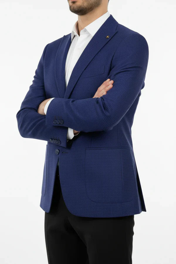 The Henderson Men's Smart Slim Fit Business Blazer - Navy Blue
