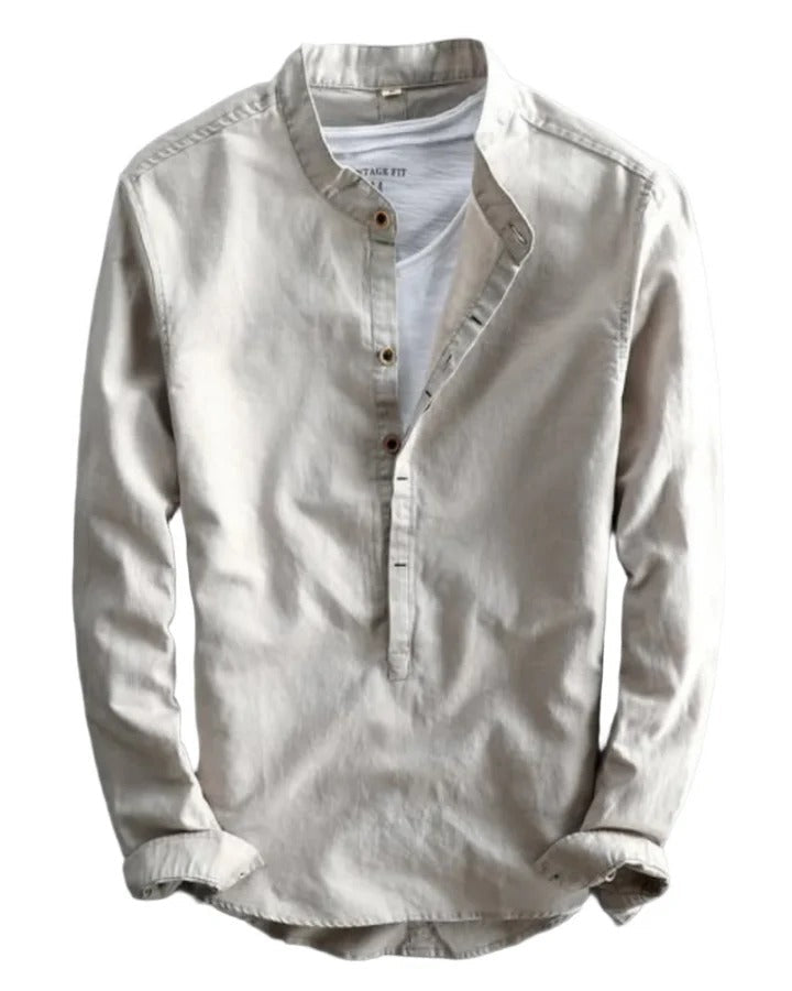 The Aspen Men's Trendy Linen Henley Shirt