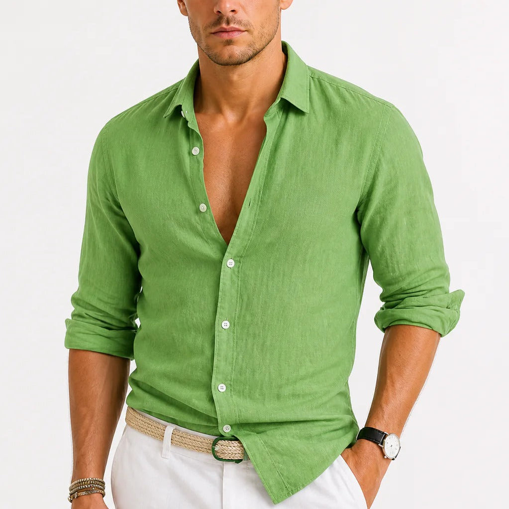 The Viareggio Men's Soft Linen Button Down Shirt