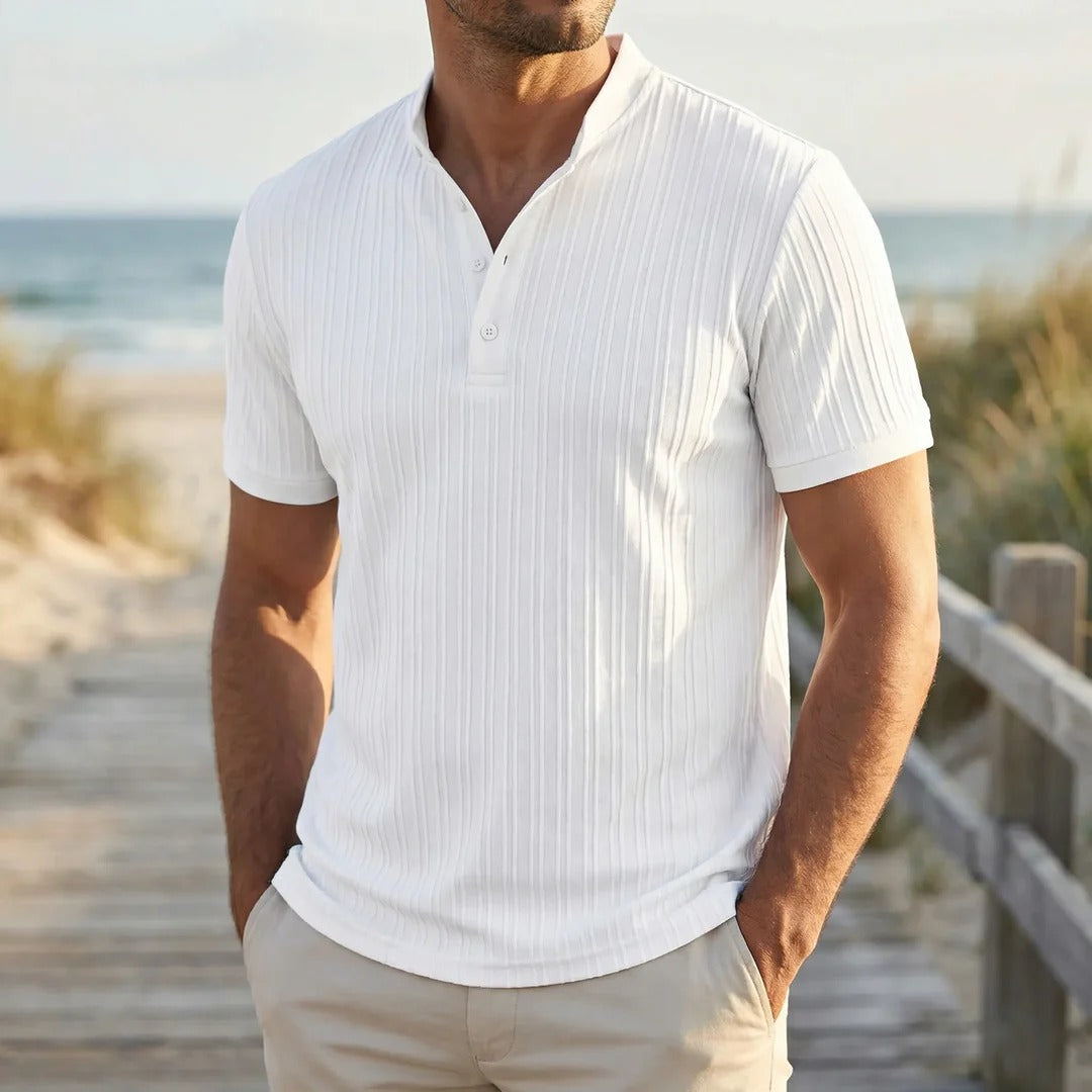 The Bentonville Men's Ribbed Stand Collar Polo Shirt