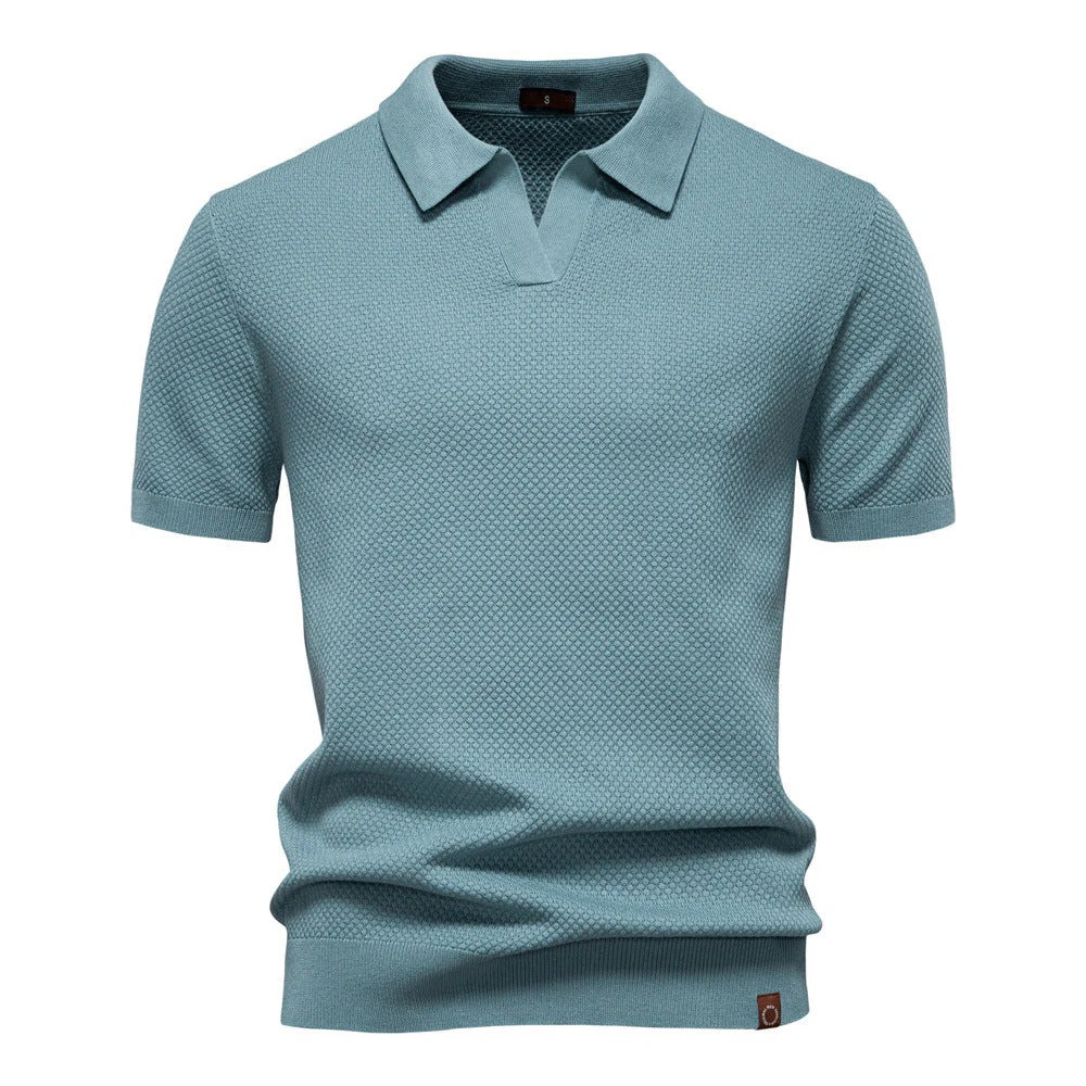 The Oakland Hills Men's Textured Knit Open Collar Polo Shirt