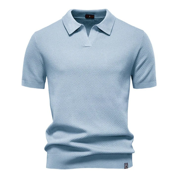 The Desenzano Men's Smart Knit Open Collar Polo Shirt