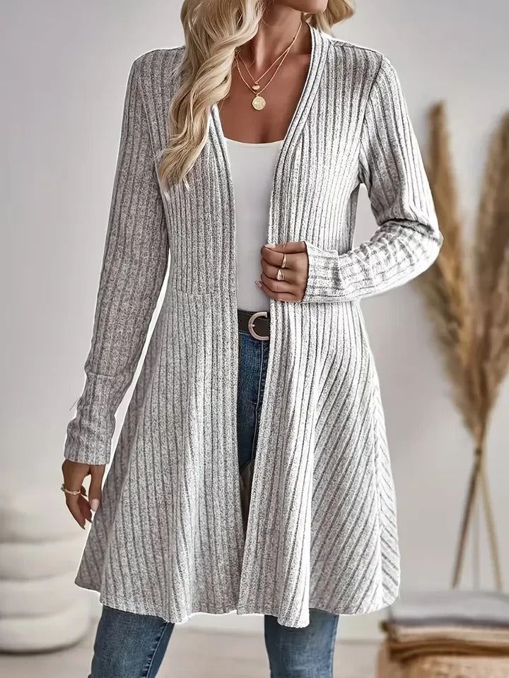 Women's Open Front Cardigan with Ruffle Hem