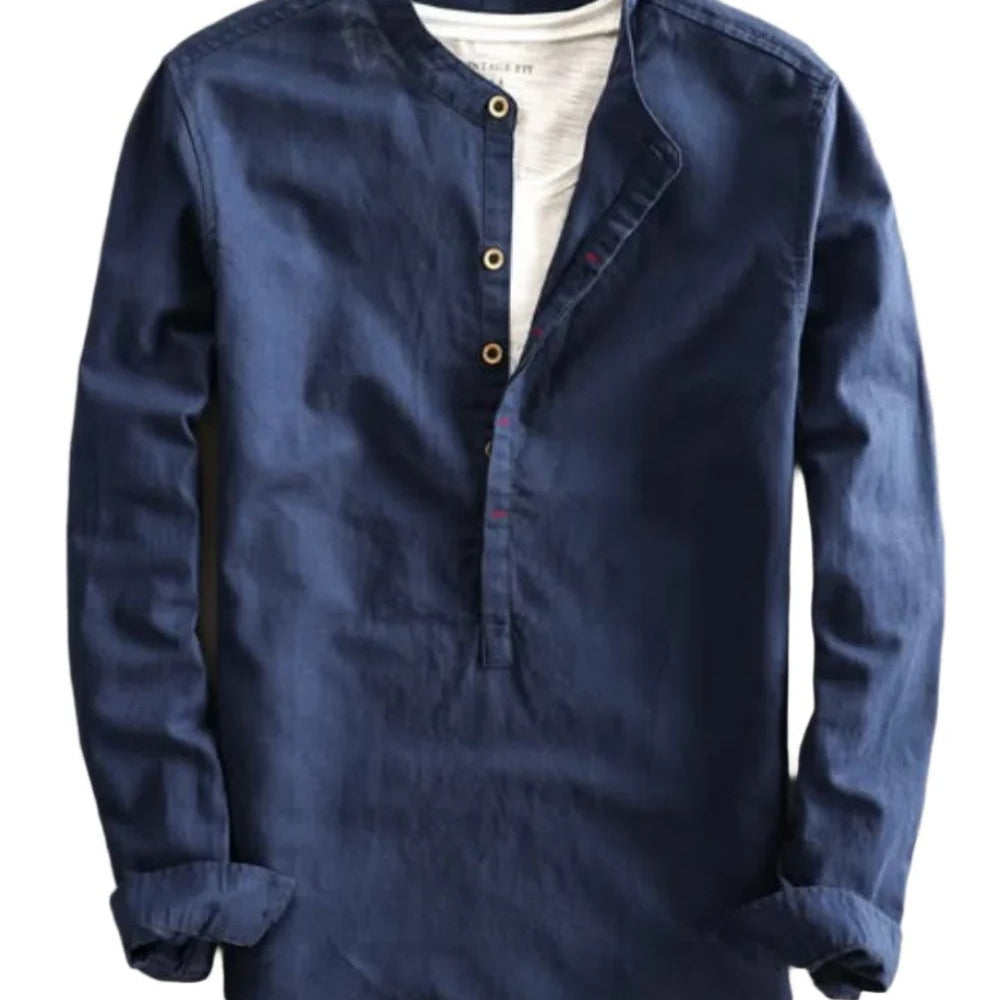 The Aspen Men's Trendy Linen Henley Shirt