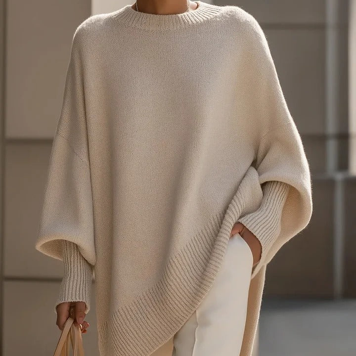 Women's Oversized Sweater with Asymmetrical Hem