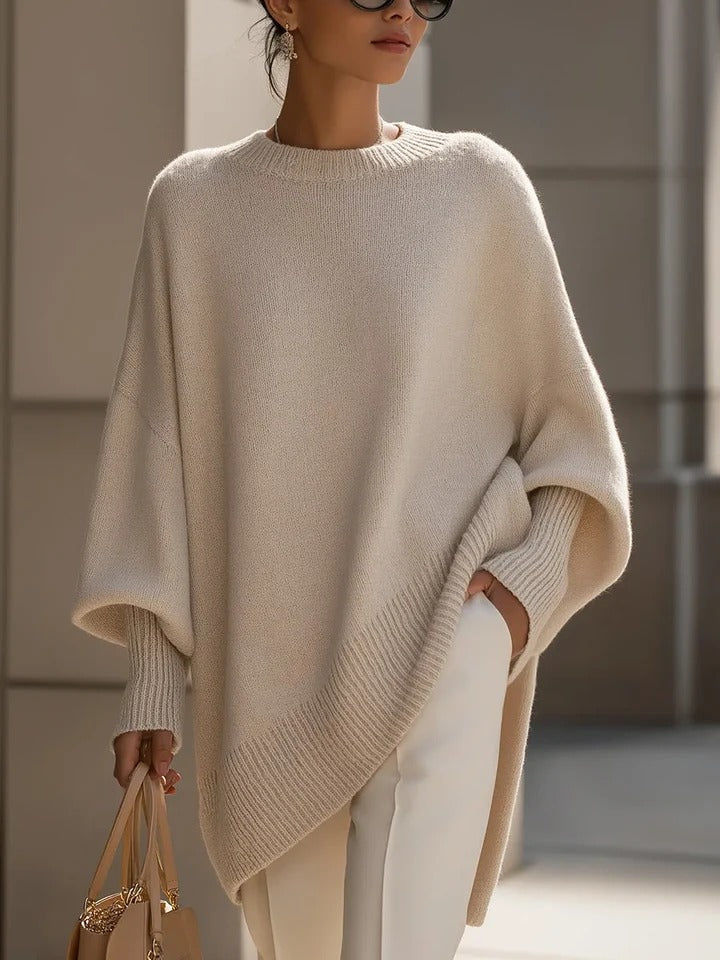 Women's Oversized Sweater with Asymmetrical Hem