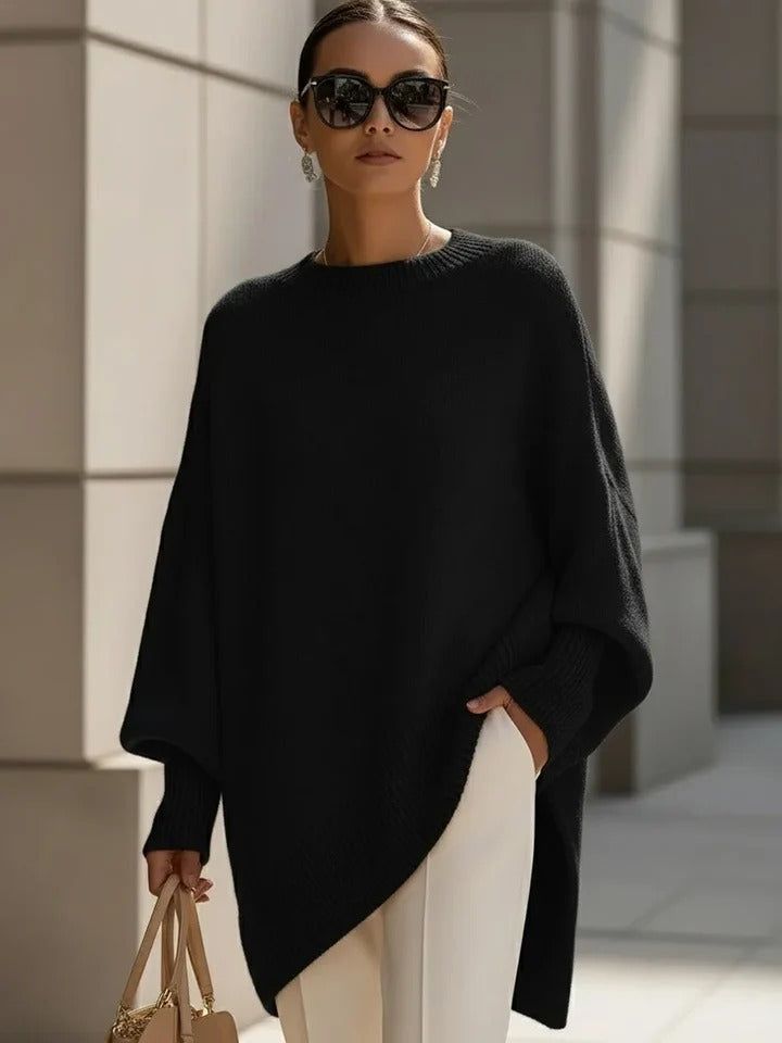 Women's Oversized Sweater with Asymmetrical Hem
