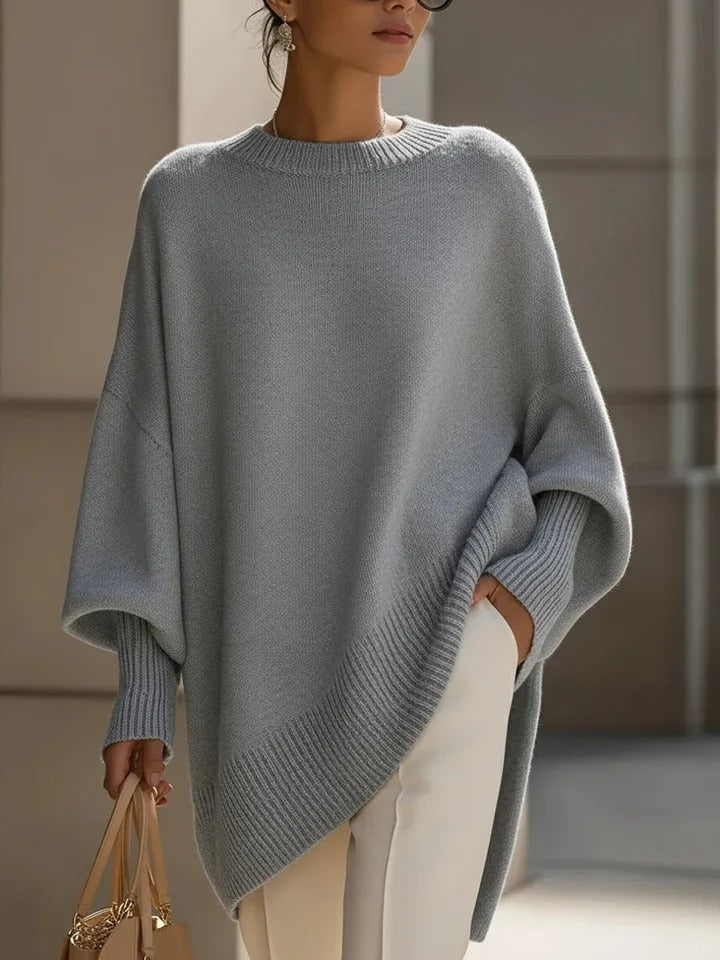 Women's Oversized Sweater with Asymmetrical Hem