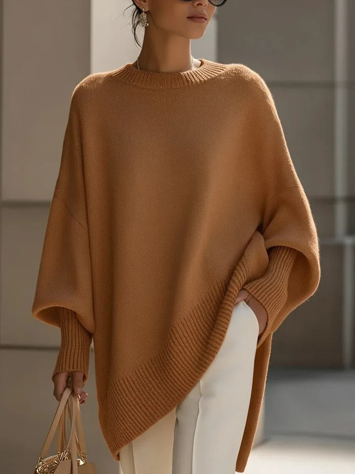 Women's Oversized Sweater with Asymmetrical Hem