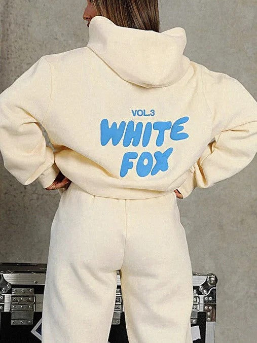 Women's Two Piece Hooded Tracksuit with Graphic Print
