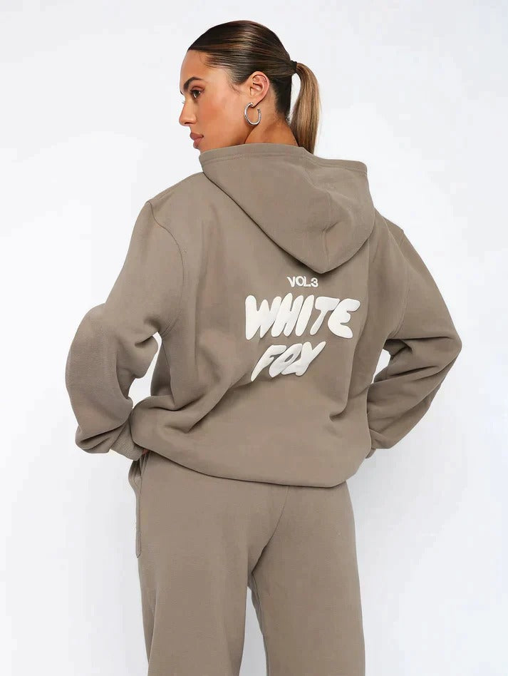 Women's Two Piece Hooded Tracksuit with Graphic Print