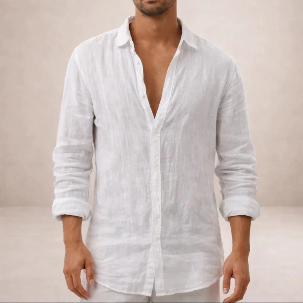 The Tuscany Men's Relaxed Fit Linen Button Up Shirt
