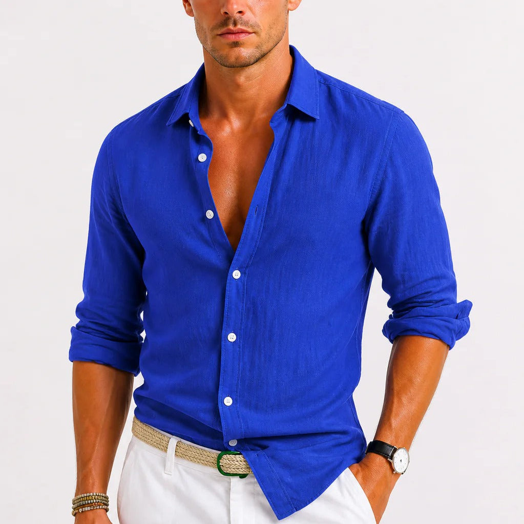 The Montalcino Men's Casual Linen Button Down Shirt
