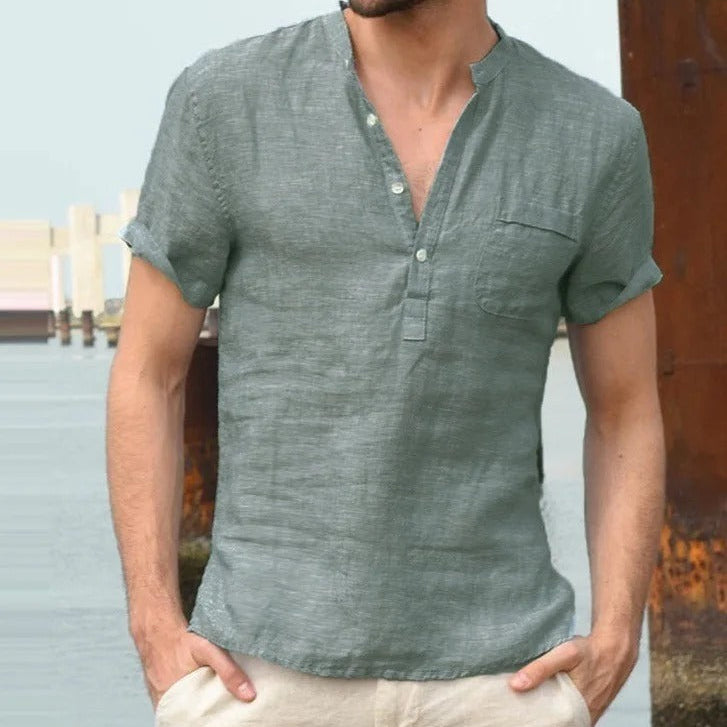 The Cortona Men's Breathable Linen Collar Shirt
