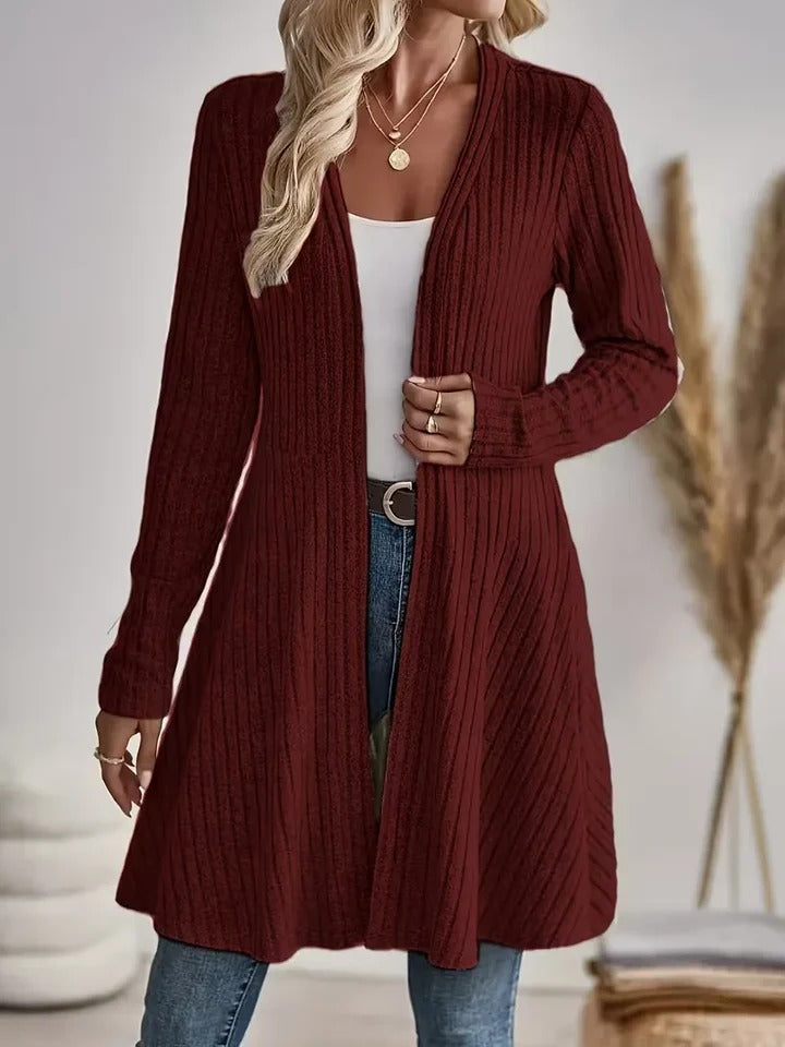 Women's Open Front Cardigan with Ruffle Hem