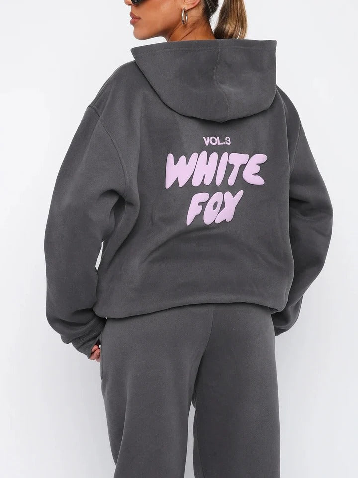 Women's Two Piece Hooded Tracksuit with Graphic Print