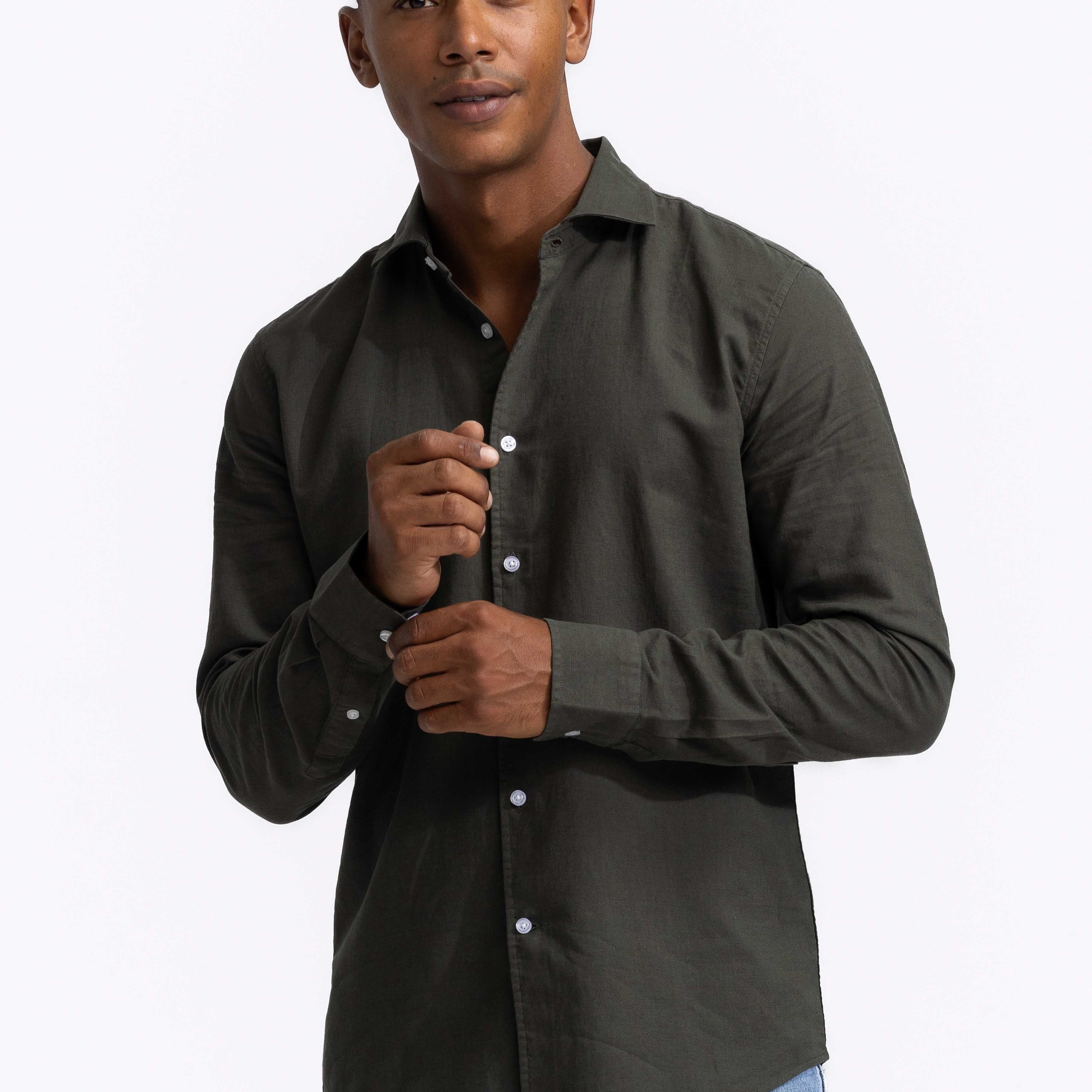 The Bellagio Men's Casual Linen Button Down Shirt
